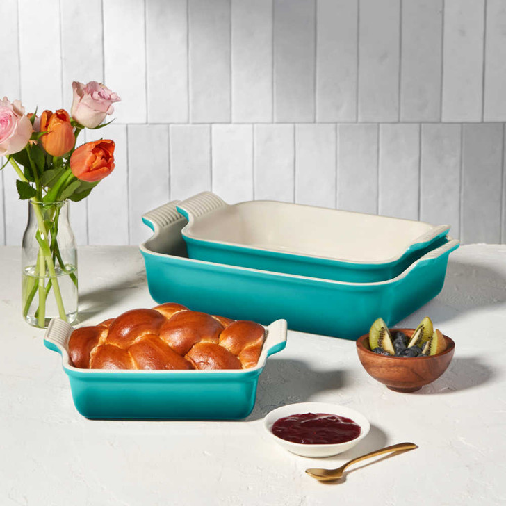 Le Creuset Heritage 3-Piece Rectangular Baking Dish Set in Riviera