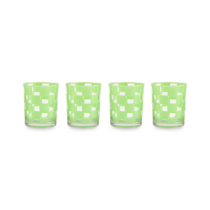 MacKenzie-Childs Green Check Acrylic Tumblers