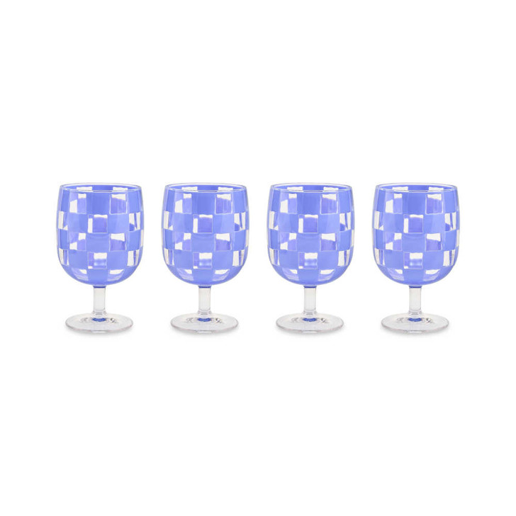 MacKenzie-Childs Blue Check Acrylic Water Goblets