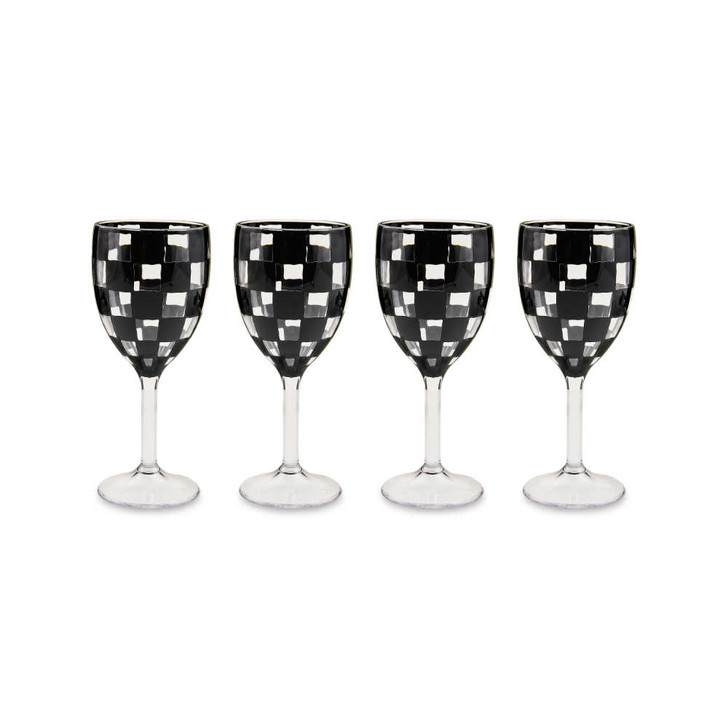 MacKenzie-Childs Black Check Acrylic Wine Goblets