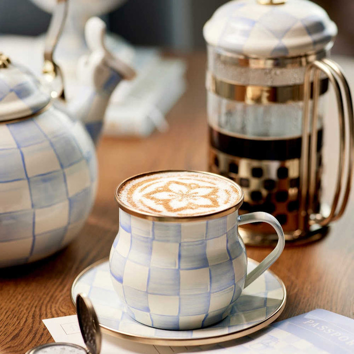 MacKenzie-Childs Sky Check Whistling Tea Kettle