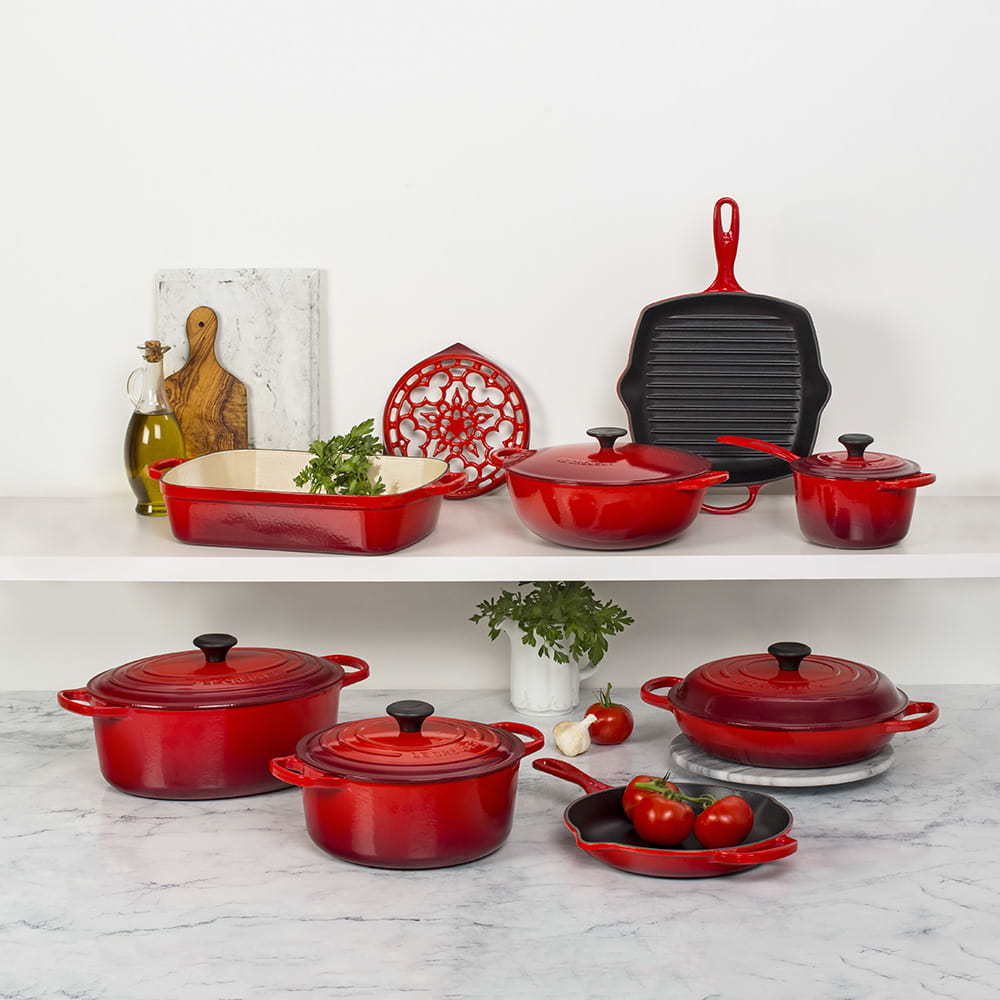 Le Chef 21 Piece Enameled Cast Iron Cookware Set in Cherry