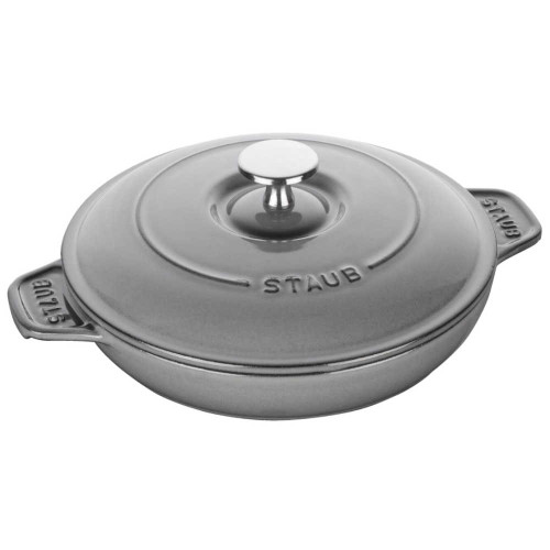Staub Cast Iron Round Baking Dish in Graphite Grey Chefs Corner Store