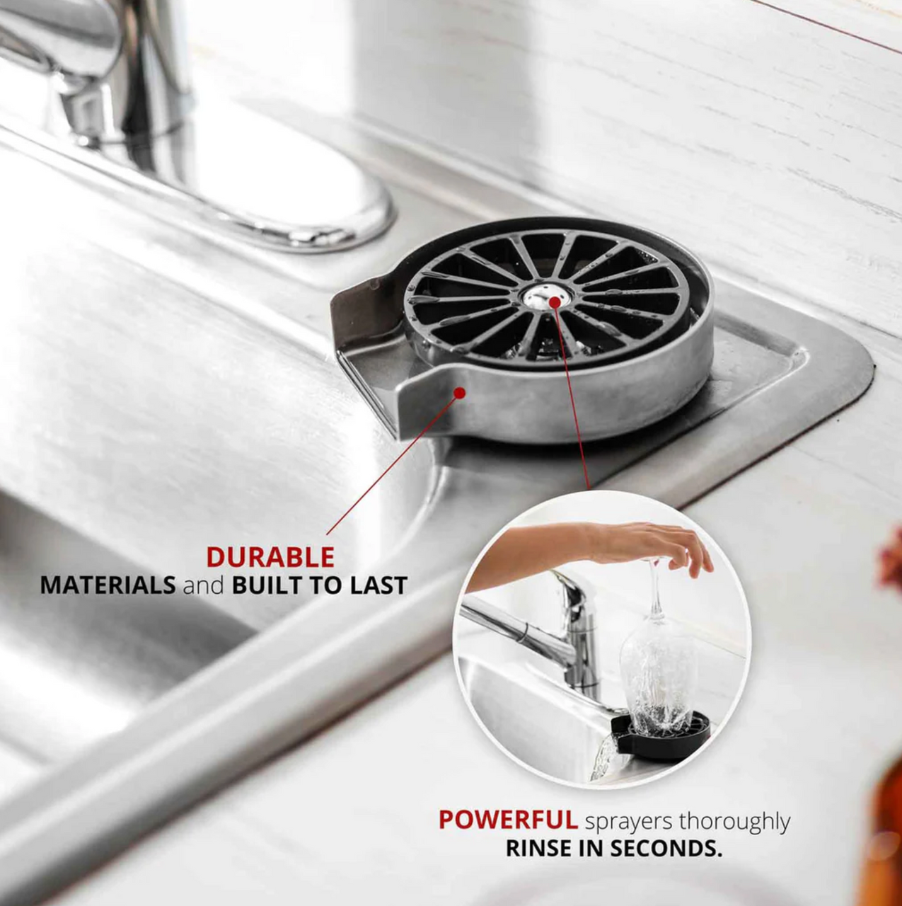 Barista Basics 4" Glass Rinser - Thumbnail 4