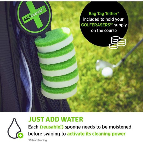 Golf ERASERS-Instant Cleaner Sponges-6 Pack w/Tether