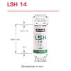 Saft LSH-14, Primary Lithium C Battery - Saft # 500230, Dimensions