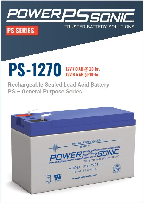 Power Sonic - PS-1270F1, 12 Volt, AH Rechargeable SLA Battery