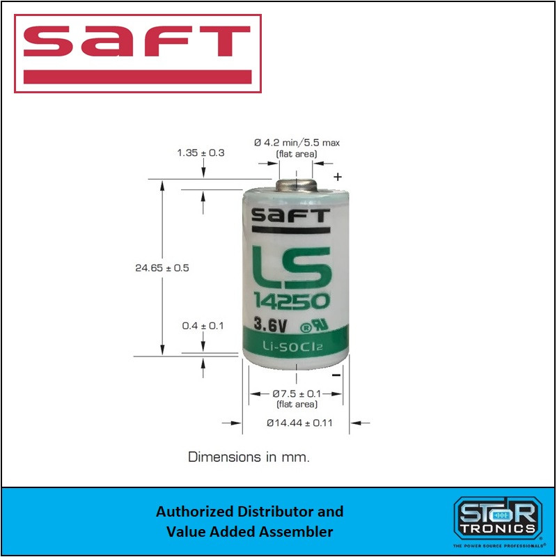 Saft LS14250 AX, 3.6 Volt, 1.2Ah 