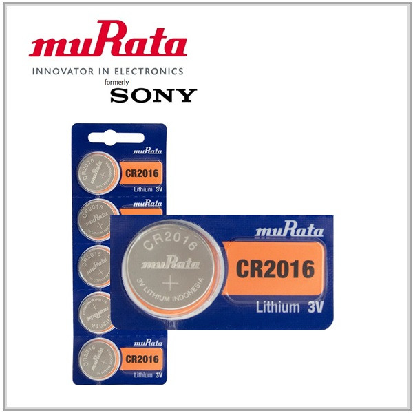 Murata CR2016 3 Volt, 90mAh Lithium Coin Cell - Blister 5 Pack