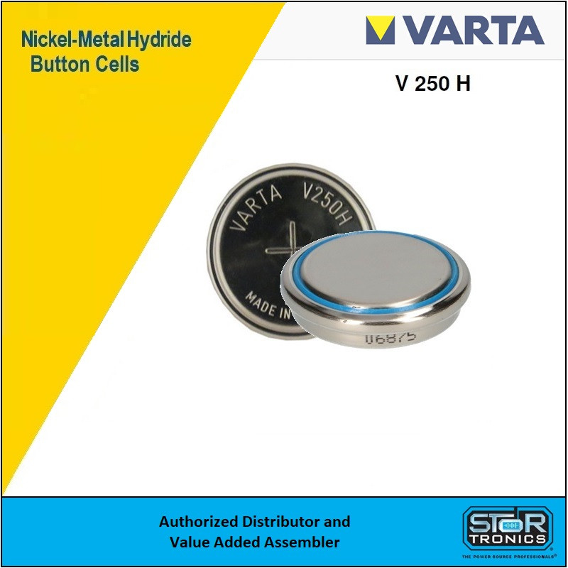 Varta V250H 55625-101-501, 1.2 Volt, 250mAh NIMH Button Cell (Pre
