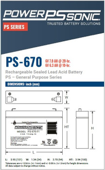 PowerSonic PS-670F1 Dimensions