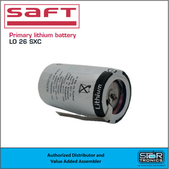 Saft LO26SXC-STS, 3.0 Volt, 9.2Ah "D" Lithium Sulfur Dioxide (Li-SO2) Battery w/Solder Tabs