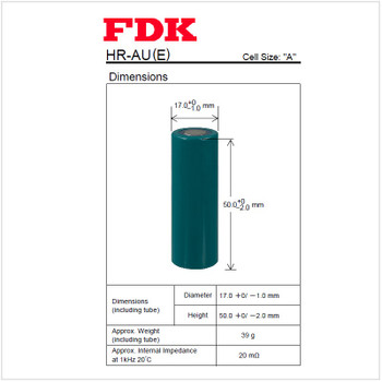 FDK HR-AU - 1.2 Volt, 2700mAh "A" NIMH Battery