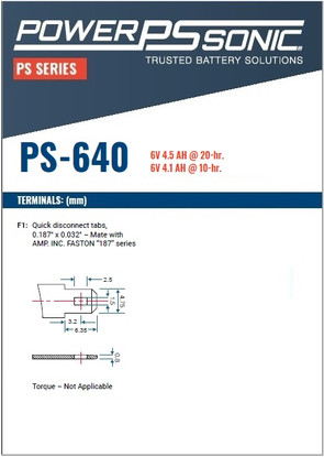 Power Sonic - PS- 640F1,  Terminals