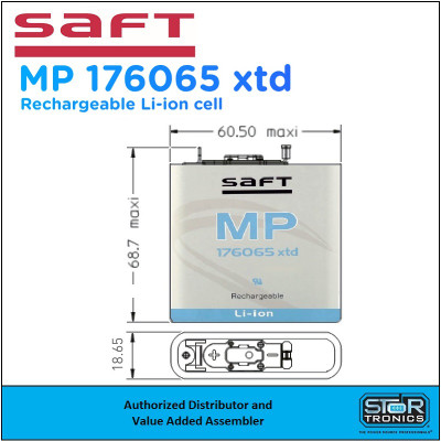 Saft MP 176065 XTD 3.75 Volt, 20Wh, Prismatic Rechargeable Lithium-Ion Cell