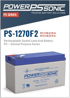 Power Sonic - PS-1270F2, 12 Volt,  AH Rechargeable SLA Battery 