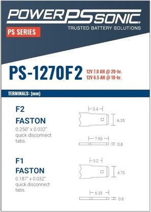 Power Sonic - PS-1270F2 Battery, Terminals