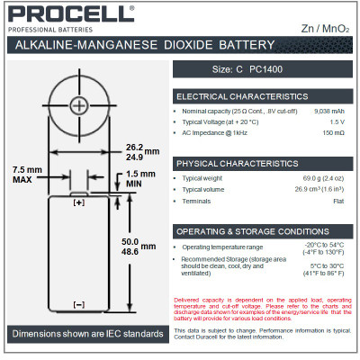 Duracell Procell Constant Power "C" Alkaline Battery