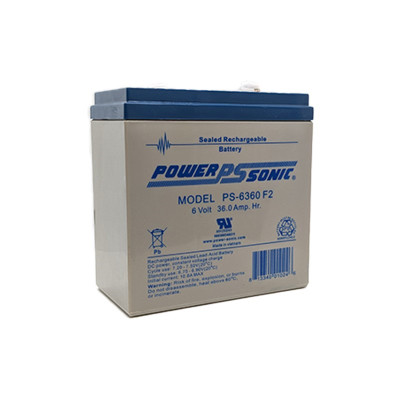 PowerSonic PS-6360F2, 6 Volts, 36 Ah SLA Battery w/F2 Terminals