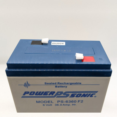 PowerSonic PS-6360F2, 6 Volts, 36 Ah SLA Battery w/F2 Terminals