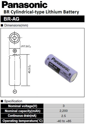 Panasonic BR-AG/BN 3.0 Volt 2200MAH Lithium "A" Battery
