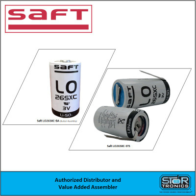 Saft LO26SXC-STS, 3.0 Volt, 9.2Ah "D" Lithium Sulfur Dioxide (Li-SO2) Battery w/Solder Tabs Saft LO26SXC-STS, 3.0 Volt, 9.2Ah "D" Lithium Sulfur Dioxide (Li-SO2) Battery w/Solder Tabs