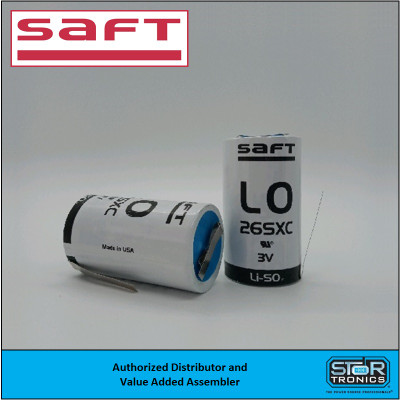 Saft LO26SXC-STS, 3.0 Volt, 9.2Ah "D" Lithium Sulfur Dioxide (Li-SO2) Battery w/Solder Tabs Saft LO26SXC-STS, 3.0 Volt, 9.2Ah "D" Lithium Sulfur Dioxide (Li-SO2) Battery w/Solder Tabs