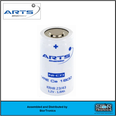 VRE Cs 1800 - 1.2 Volt, 1800 mAh, Arts Energy NICD Low Button Top Battery - 791130AE / 417240-101