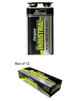 Energizer EN22 9 Volt Industrial Alkaline Battery, Box of 12