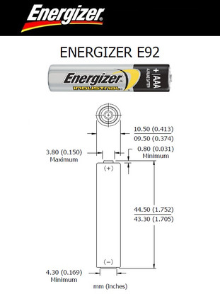 Energizer EN92 1.5 Volt "AAA" Size Industrial Alkaline Battery, 24/Pkg 144/Case