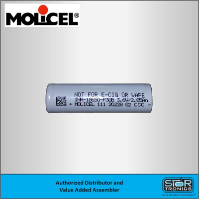 Molicel INR-18650-P30B, 3.6 Volt 3000mAH Lithium-Ion Cell