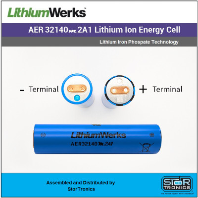 LithiumWerks AER32140m2A1 3.3 V 2.6 Ah Lithium Iron Phosphate (LiFePO4) Battery