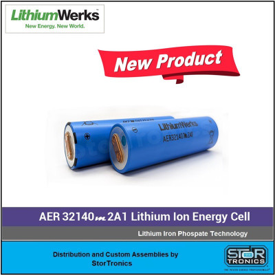 LithiumWerks AER32140m2A1 3.3 V 2.6 Ah Lithium Iron Phosphate (LiFePO4) Battery