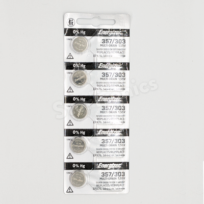 Energizer 357-303TZ 1.55V Silver Oxide Cell, Blister Pack NEDA 1130S0