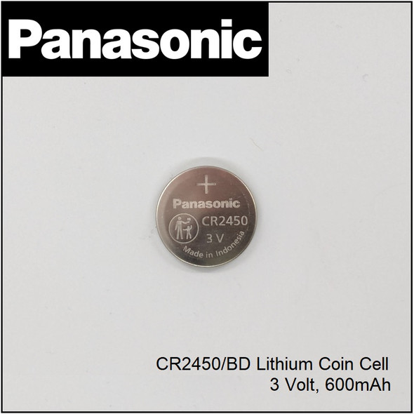 Panasonic CR-2450/BD, 3 Volt, 600MAH Lithium Coin Cell Battery 