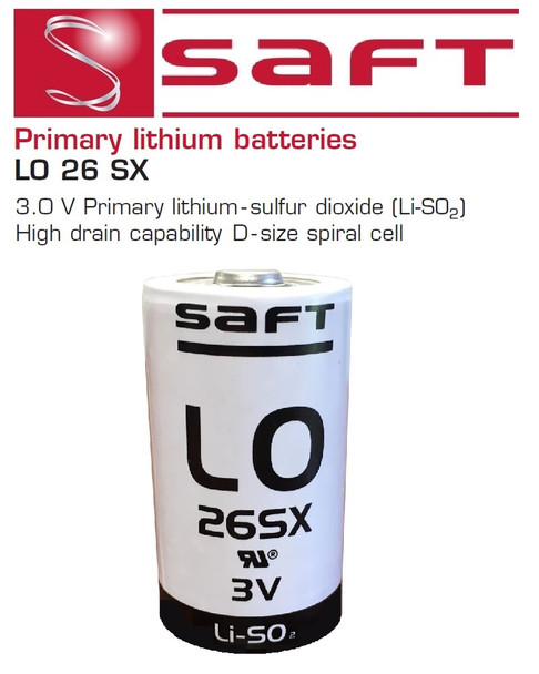 Saft LO26SX - 3.0 Volt Primary Lithium D Battery - Saft # 37260122