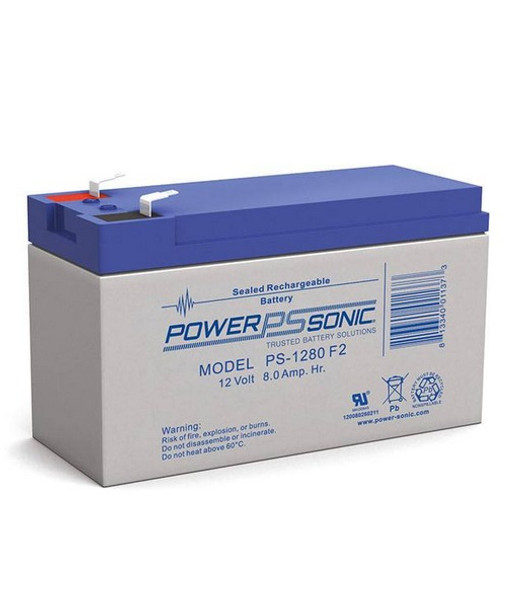 PowerSonic PS-1280F2, 12 Volts, 8.0 Ah SLA Battery w/F2 Terminals 