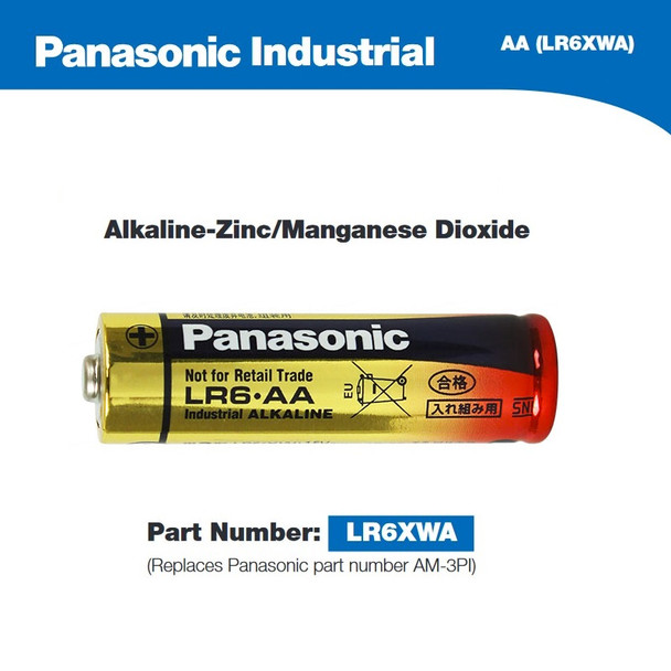 Panasonic Industrial Alkaline LR6XWA/B "AA" Battery - BULK 500/Case