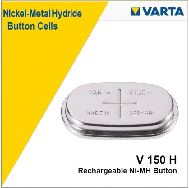 Varta V150H 55615-201-501, 1.2 Volt, 150mAh NIMH Button Cell
