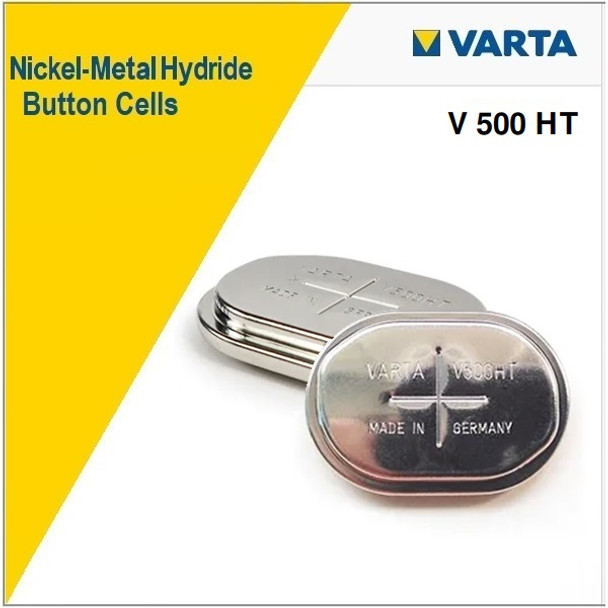 Varta V500HT, 1.2 Volt, 500mAh NIMH Button Cell - 55750 201 501