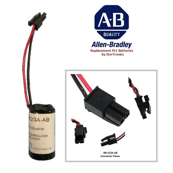 Allen Bradley BR-2/3A-AB, 3 Volt, 1200 mAh, PLC Replacement Lithium Battery by StorTronics