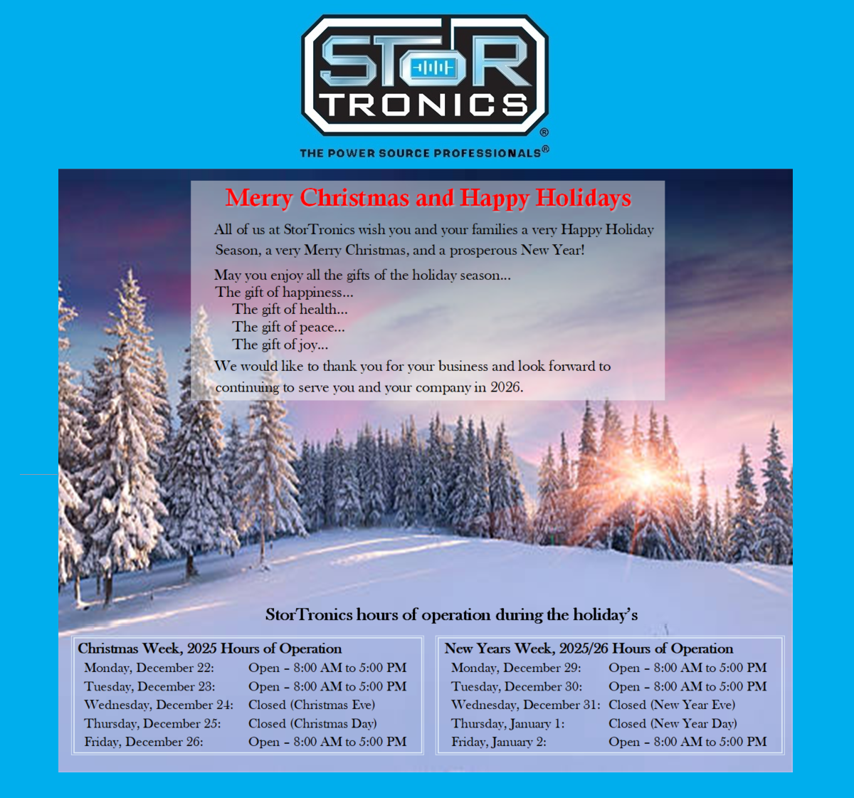 StorTronics 2025 Christmas Message
