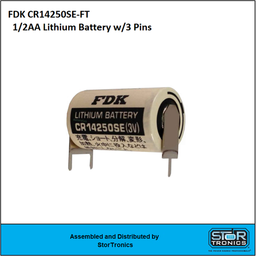 Fdk Assembly FDK CR14250SE-FT 3 Volt, 850mAh 1/2AA w/3 Pin Lithium Custom Assembly ...