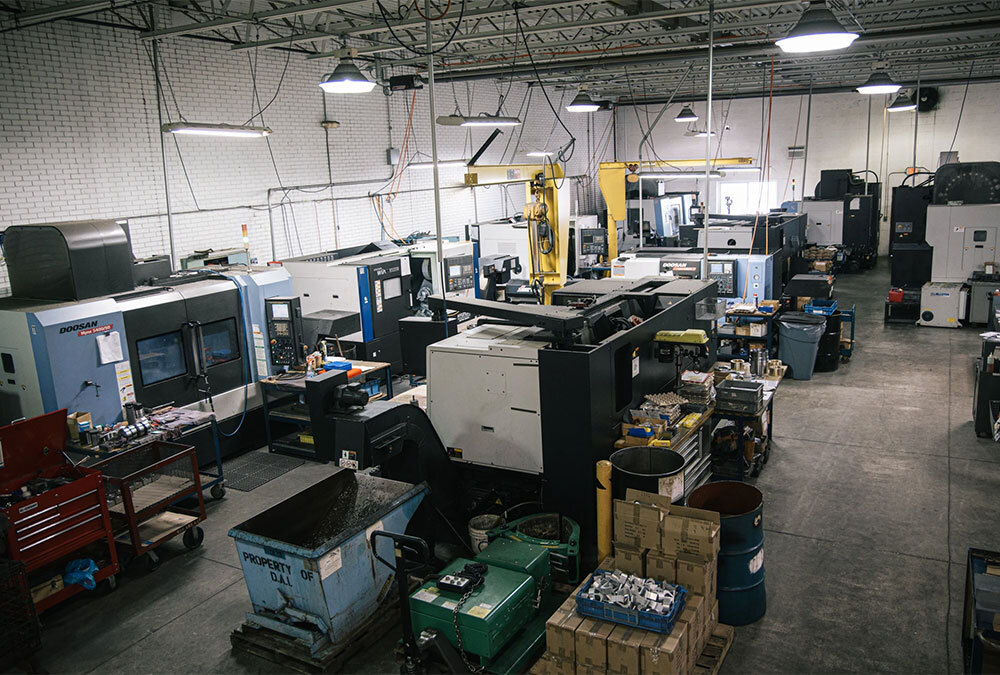 Aerotech CNC machine shop floor with multiple Doosan CNC turning centers in Cleveland Ohio