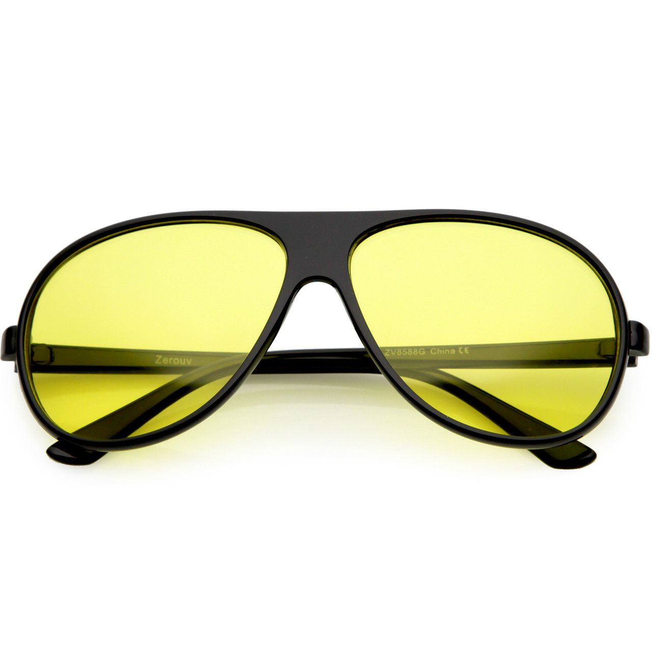 Retro Oversize Flat Top Aviator Sunglasses Blue Blocker Lens