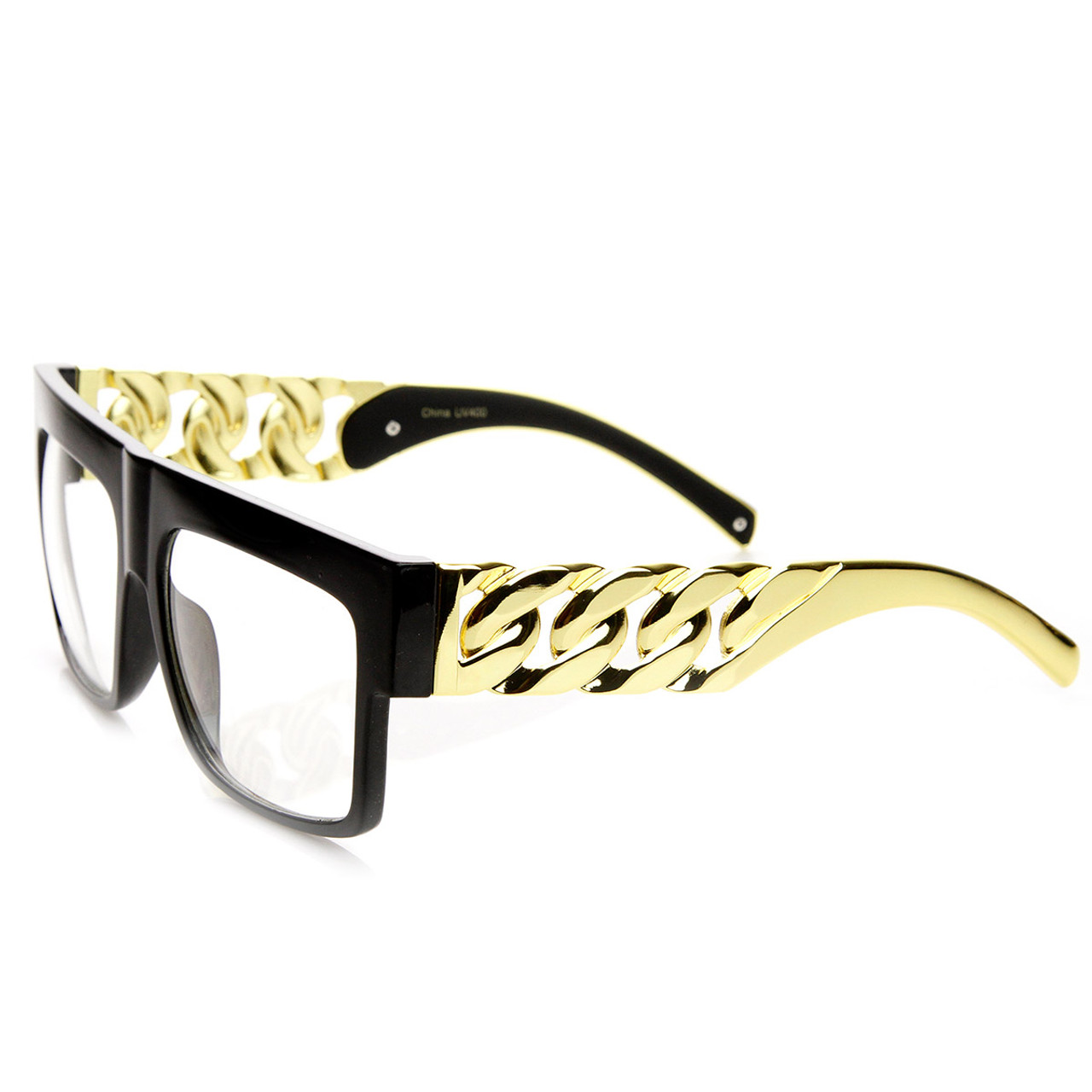 Buy Retro Mafia Mobster Rectangular Waffle Cut Metal Chain Arm Sunglasses  (Black Silver Black, 55) at Amazon.in