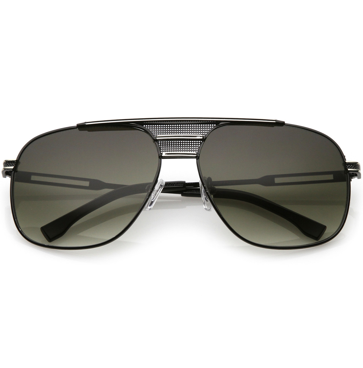 Oversized Aviator Sunglasses Perforated Triple Crossbar Square