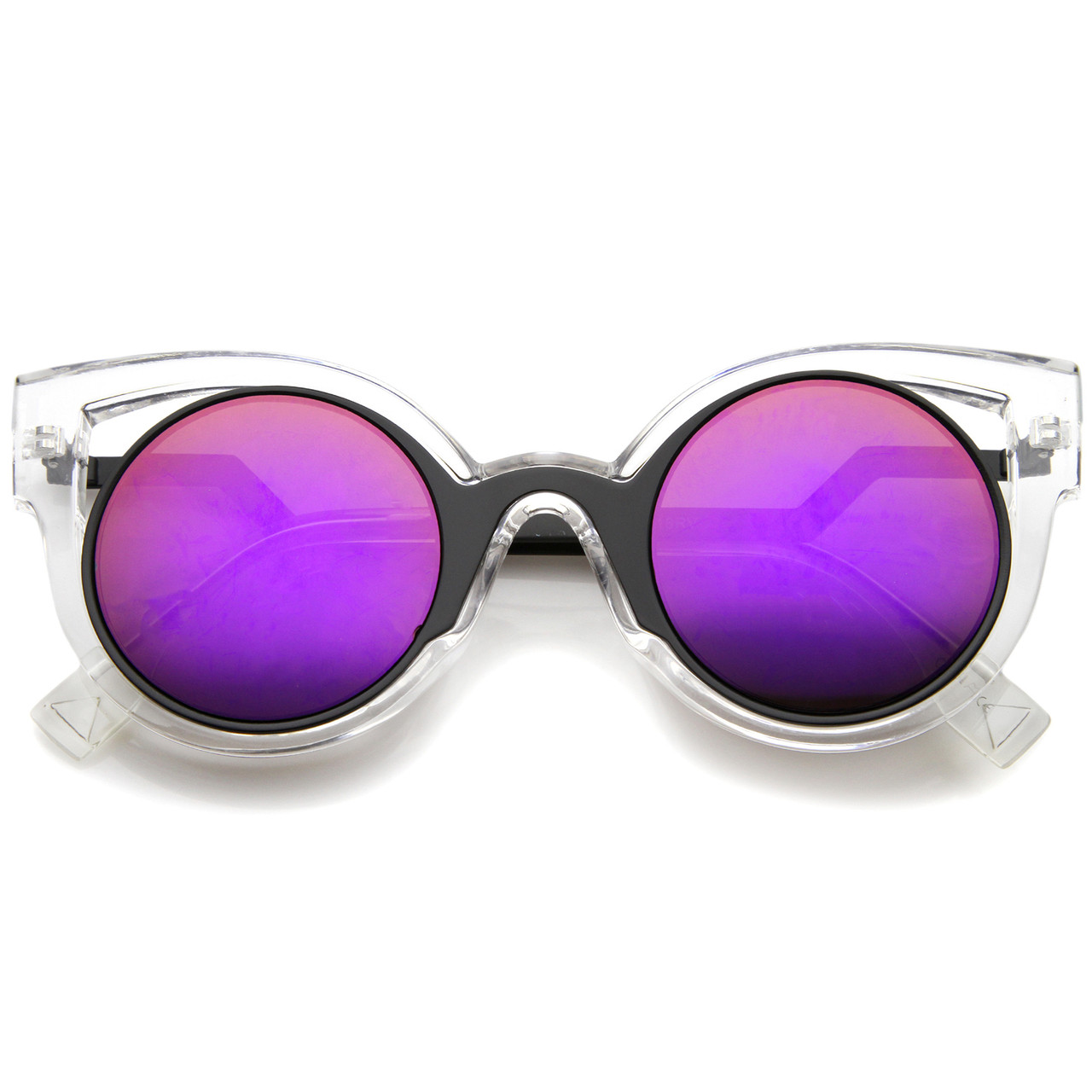 Womens Inner Metal Frame Zigzag Stepped Temple Two-Tone Cat