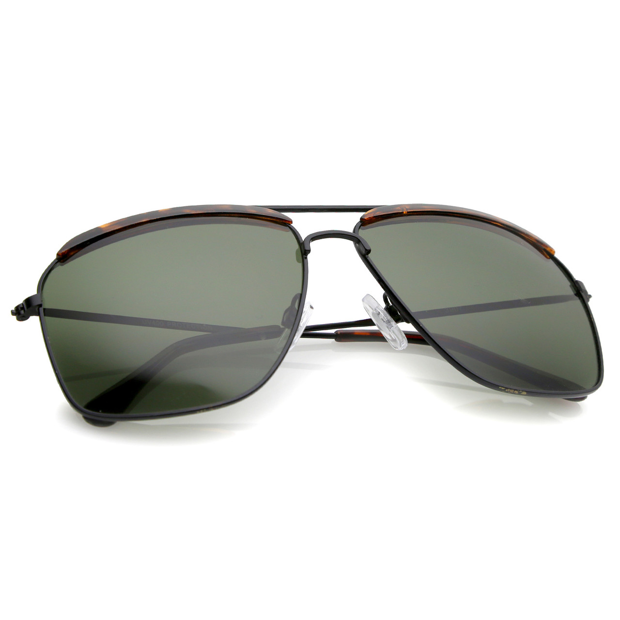 Voyage Aviator Sunglasses for Men & Women (Black Lens | Black Frame -