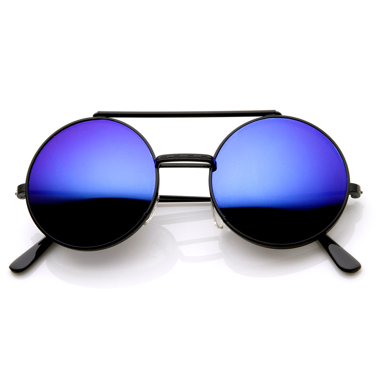 Mid Size Flip-Up Colored Mirror Lens Round Django Sunglasses 49mm